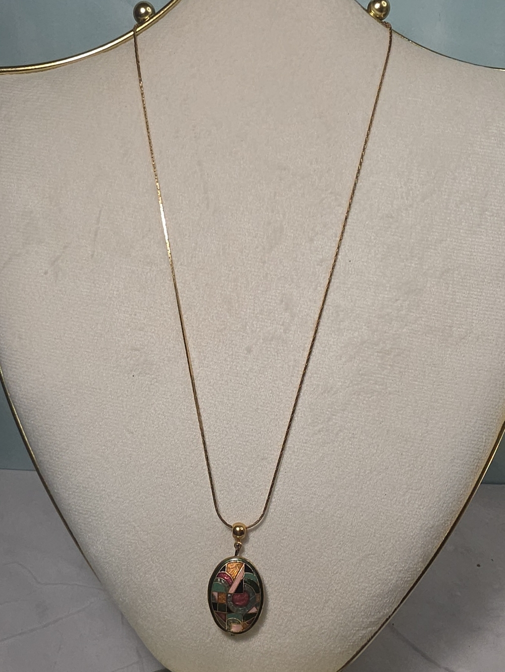 Vintage Cloisonné Enamel Pendant featuring a Modernist